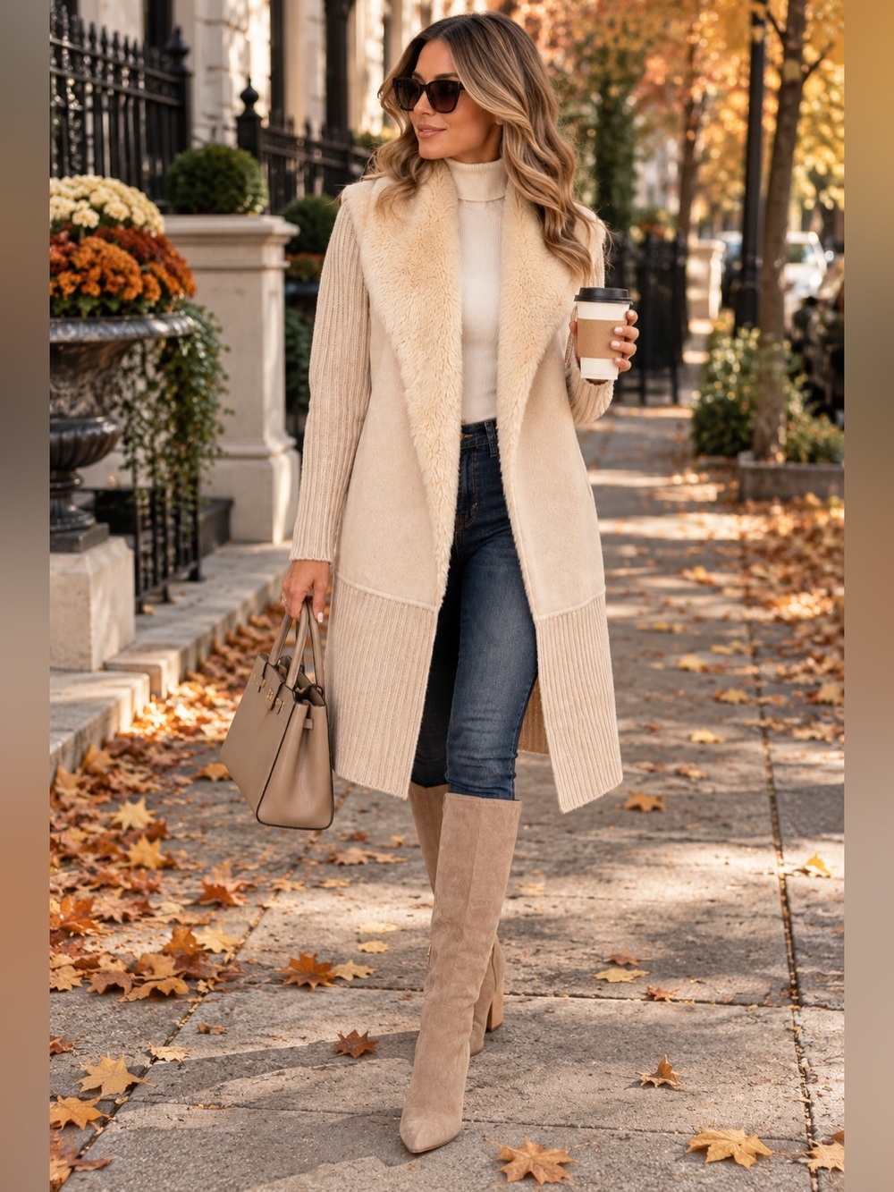 Philosophy Republic Clothing Cream Faux Shearling Coatigan – Size L